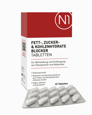 N1 Fett Blocker Tabletten zum Abnehmen, Medizinprodukt zur Gewichtsreduktion.
