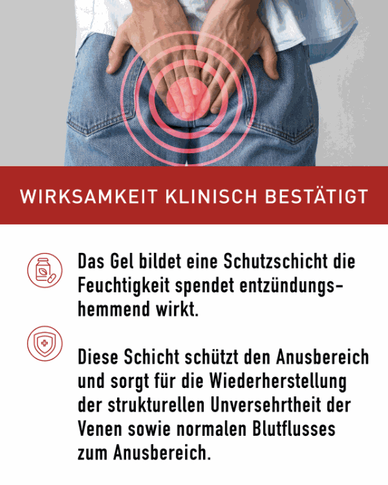 Klinisch bestätigtes N1 Hämorrhoiden Gel, lindert Reizungen und schützt den Anusbereich.