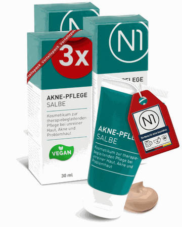 N1 Akne Pflege Salbe 90ml mit antimikrobieller Formel, geeignet für unreine und empfindliche Haut, zur Vermeidung von Hautirritationen und Mattierung des Hautbildes.