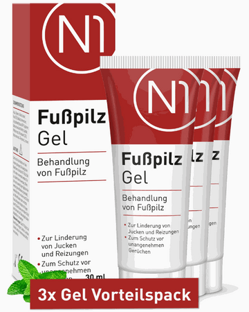N1 Fußpilz Gel 90 ml, Behandlung von Fußpilz, 3er Vorteilspack.