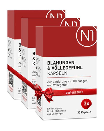 N1 Blähungen & Völlegefühl Kapseln, 90 Stück, zur Linderung von Blähungen und Völlegefühl.
