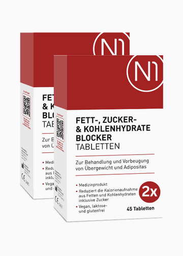 N1 Fett-, Zucker- & Kohlenhydrate Blocker Tabletten, 90 Stück, geeignet zur Behandlung von Übergewicht, medizinische Qualität.