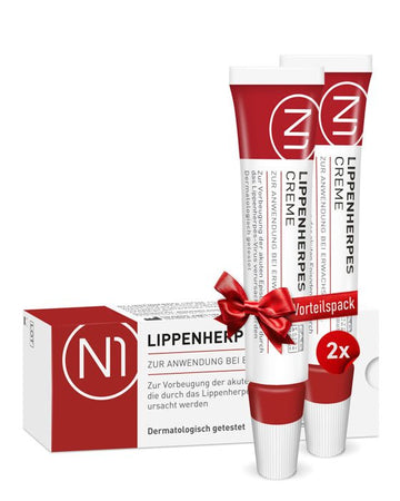 N1 Lippenherpes Creme, Doppelpack 8g, für schnelle Heilung bei Lippenherpes, empfohlen von Apotheken.