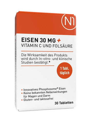 Eisen + Vitamin C und Folsäure Tabletten, 30 St. - N1 - SHOP