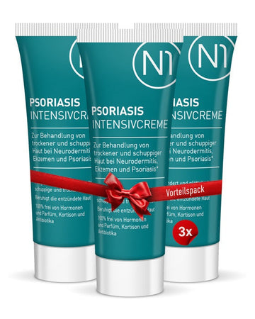 N1 Psoriasis Intensivcreme, 150 ml, Behandlung für Neurodermitis und Ekzeme, frei von Kortison, deutsche Apothekenqualität.