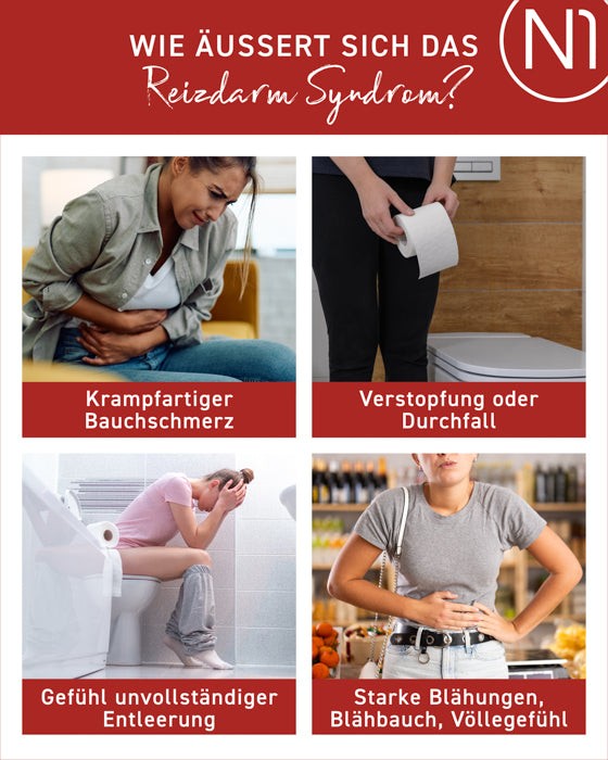N1 Reizdarm Kapseln - Linderung von Reizdarm Symptomen wie Bauchschmerzen, Blähungen und Durchfall.