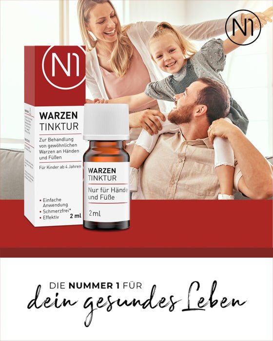 N1 Warzen Tinktur, 2 x 2 ml, zur effektiven Entfernung von Warzen an Händen und Füßen, für Kinder ab 4 Jahren, einfach anzuwenden, in deutscher Apothekenqualität.