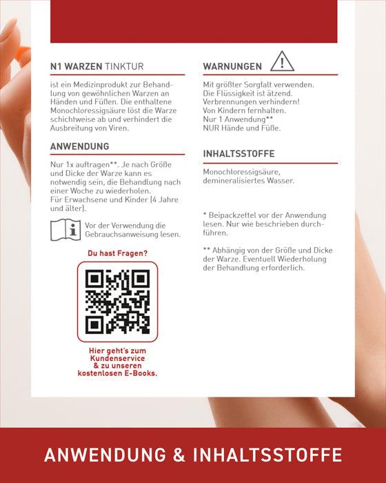 N1 Warzen Tinktur Packungsbeilage zur Anwendung und Inhaltsstoffen.
