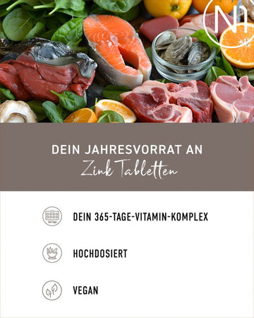 Vegane N1 ZINK 25mg Tabletten, hochdosiert, 365-Tage-Vitamin-Komplex.