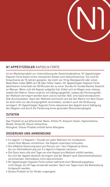 N1 Appetitzügler Forte Kapseln 168 Stk und Multivitamin Jahrespaket.