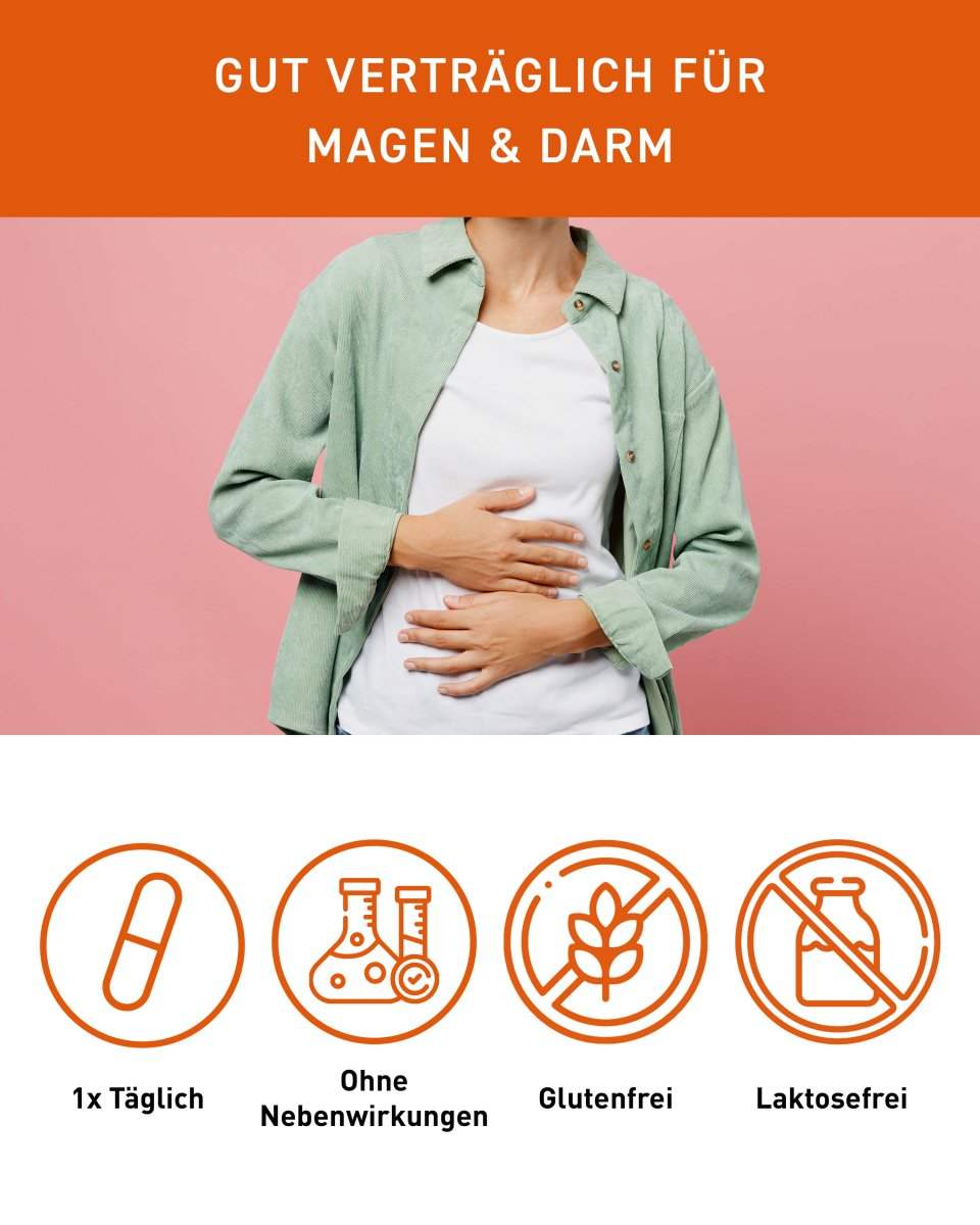 Gut verträgliches Nahrungsergänzungsmittel N1 Eisen + Vitamin C, glutenfrei und laktosefrei, zur täglichen Einnahme.