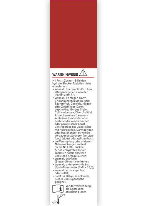 N1 Fett-, Zucker- & Kohlenhydrate Blocker Verpackung, 180 Tabletten mit gratis Multivitamin.