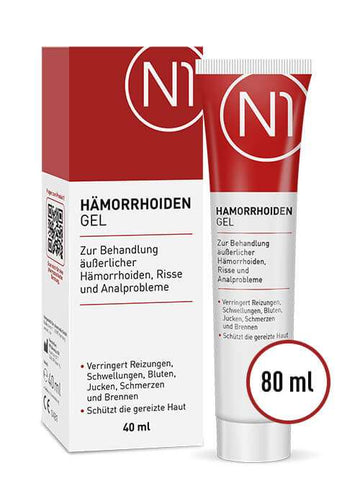 N1 Hämorrhoiden Gel 80 ml zur Linderung von Reizungen und Schmerzen bei äußeren Hämorrhoiden.