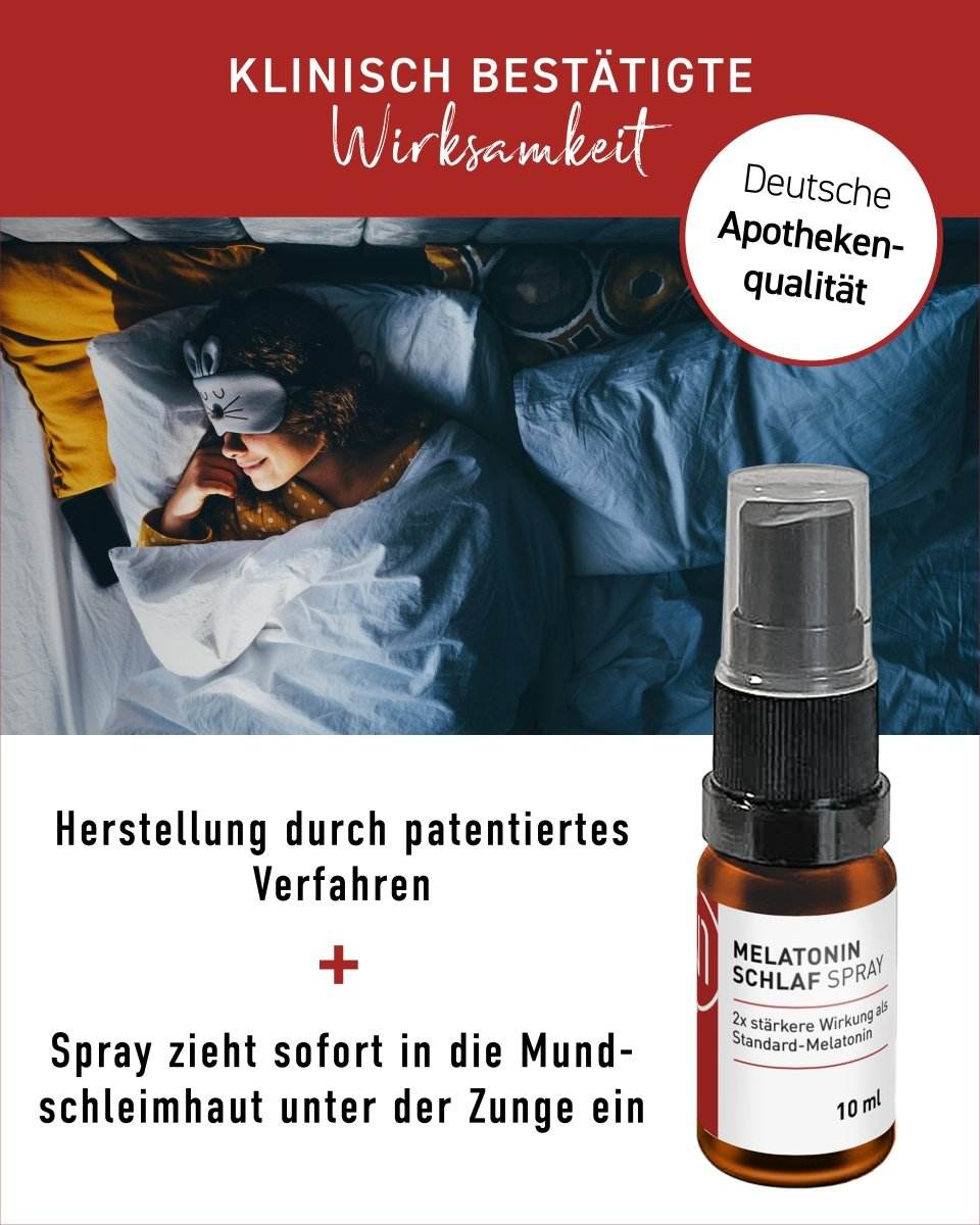 N1 Melatonin Schlaf Spray, 30 ml Flasche, klinisch bestätigte Wirksamkeit, deutsche Apothekenqualität, patentiertes Verfahren.