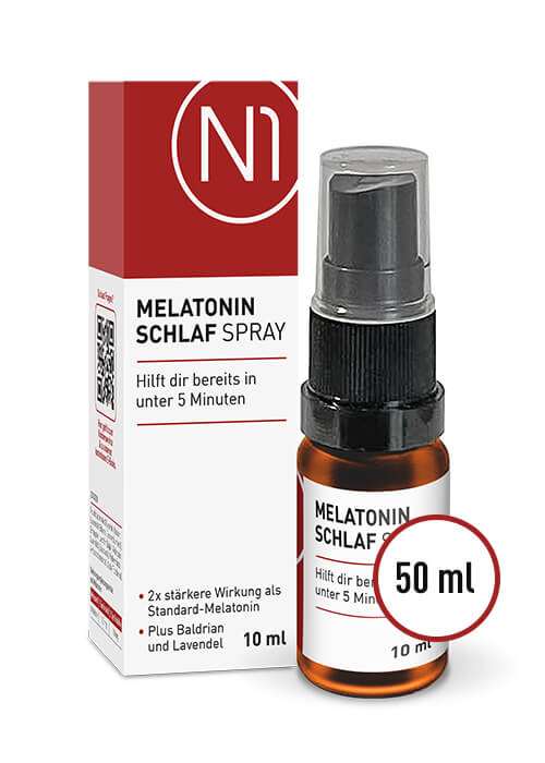 N1 Melatonin Spray, 50 ml, natürliche Einschlafhilfe, verbessert Schlafqualität, hochwertige Apothekenqualität.
