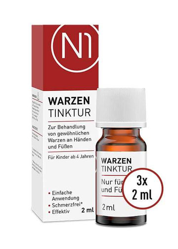 N1 Warzen Tinktur, 3x2 ml Fläschchen zur schmerzfreien Warzenbehandlung aus der Apotheke.