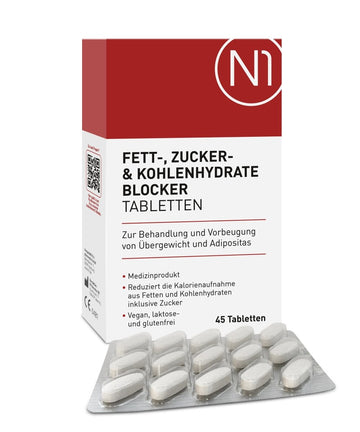 N1 Fett-, Zucker- & Kohlenhydrate Blocker, 45 Tabletten
