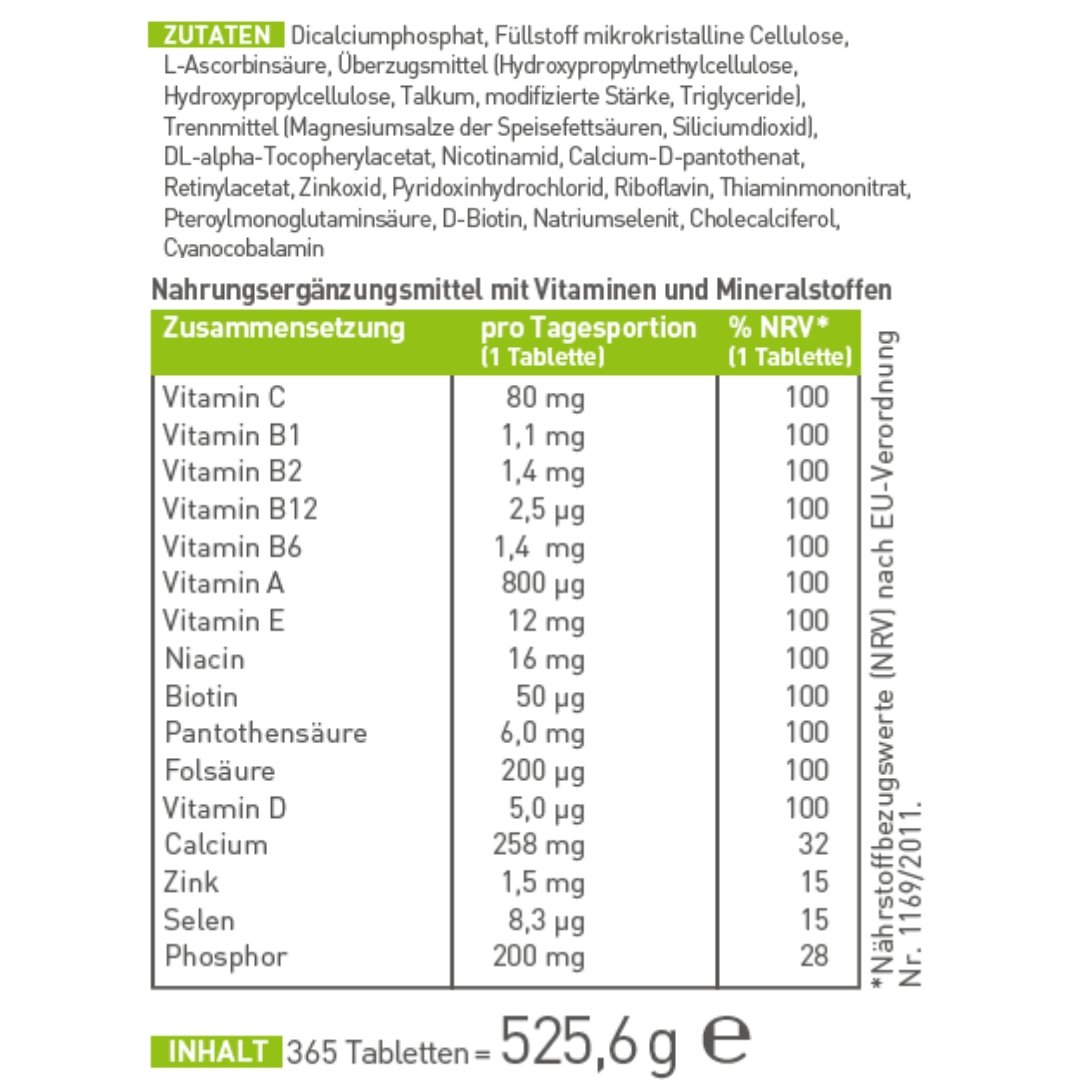 N1 Multivitamin hochdosiert, 365 Tabletten - N1 - SHOP