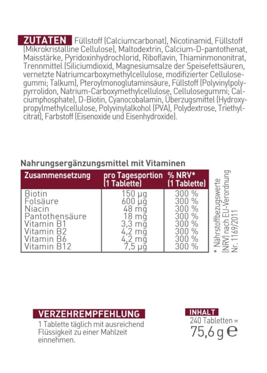 N1 Vitamin B Komplex, 240 vegane Tabletten - N1 - SHOP
