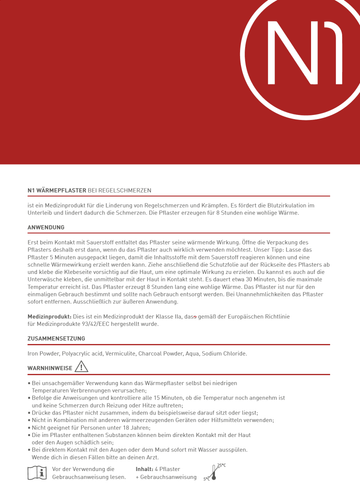 N1 Wärmepflaster bei Regelschmerzen, 12 St. - N1 - SHOP