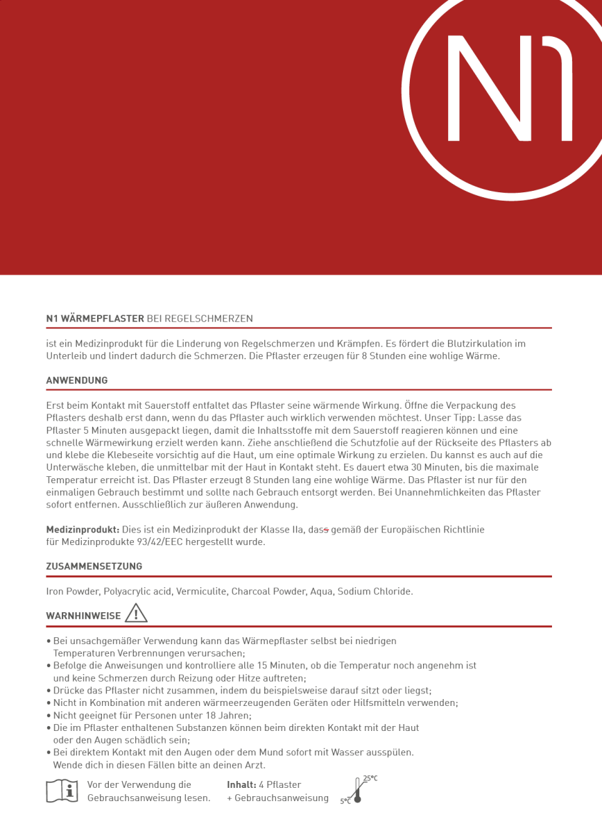 N1 Wärmepflaster bei Regelschmerzen, 20 St. - N1 - SHOP