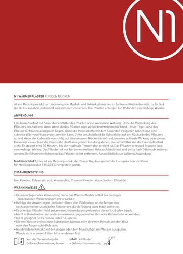 N1 Wärmepflaster für den Rücken, 12 St. - N1 - SHOP