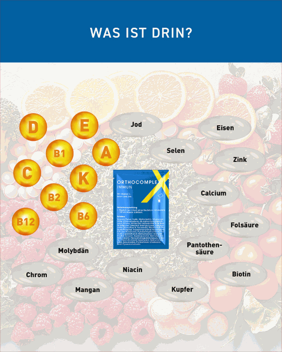 Orthocomplex IMMUN Boost Sachets mit wichtigen Vitaminen und Mineralstoffen für das Immunsystem, 60 Stück.