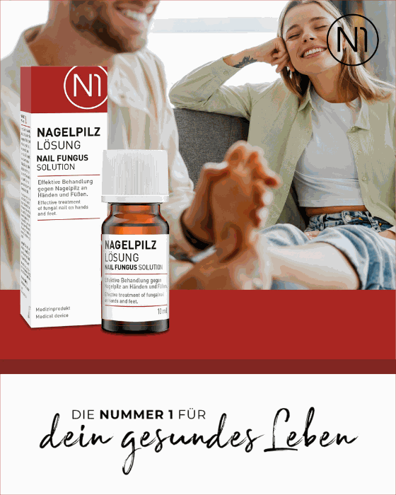 N1 Nagelpilz Lösung ist eine effektive Behandlung gegen Nagelpilz, erhältlich in Apotheken, geeignet für Finger- und Fußnägel, mit patentiertem Wirkstoff für schnelle Anwendung.