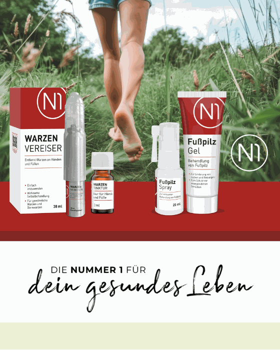 N1 Fußpilz Gel, 150 ml Tube, Fußpflegeprodukt mit natürlichen Inhaltsstoffen zur Behandlung von Fußpilz, wirksame Linderung von Juckreiz und Reizungen.