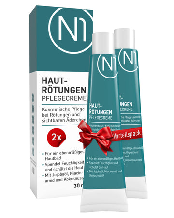 N1 Hautrötungen Pflegecreme, 60 ml - lindert Rötungen, Äderchen, Brennen, Juckreiz