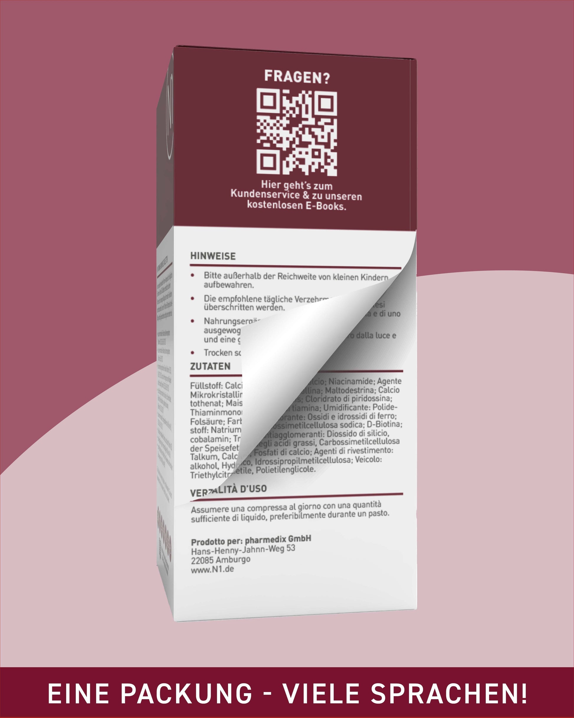 N1 Vitamin B Komplex, 240 vegane Tabletten, hochdosiert, in weißer Dose.