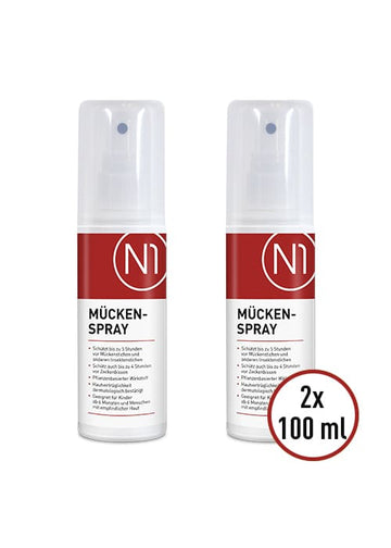 N1 Mückenspray, 2x100ml [Mückenschutz und Insektenschutz Spray]