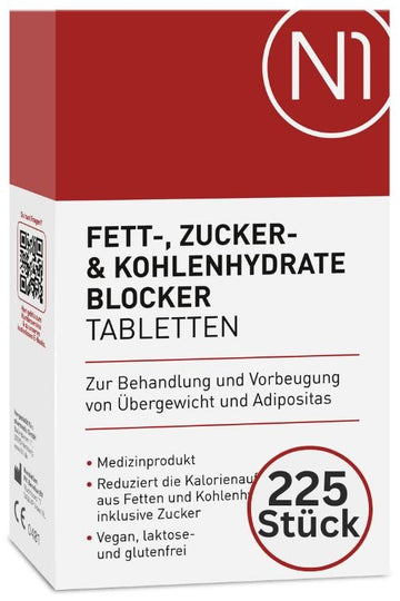 N1 Fett-, Zucker- & Kohlenhydrate Blocker, 225 Tabletten - N1 - SHOP