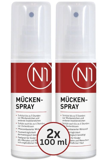 N1 Mückenspray, 2x100ml [Mückenschutz und Insektenschutz Spray]