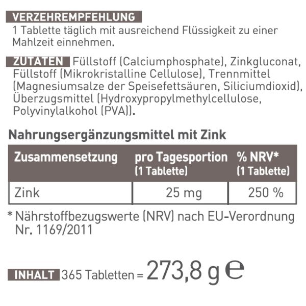 N1 ZINK 25mg, 5x365 vegane Tabletten - N1 - SHOP